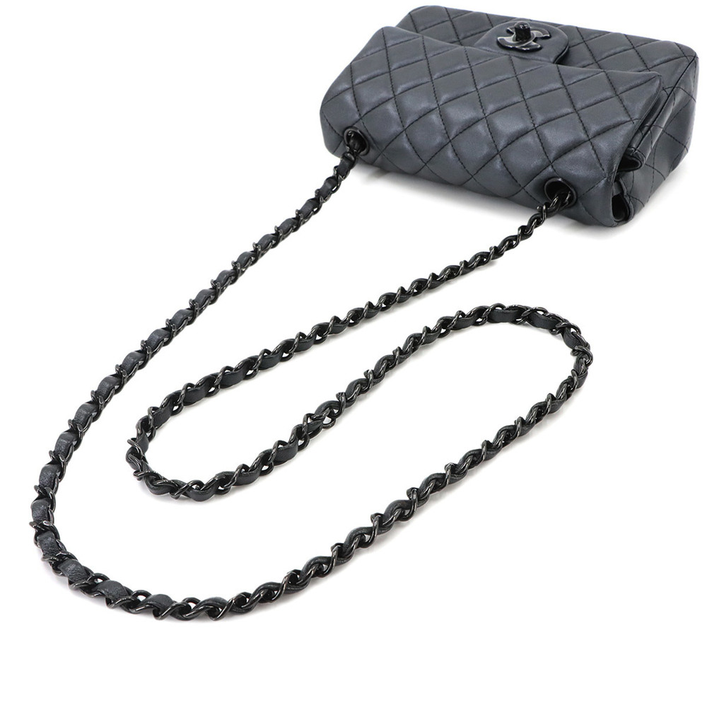 Chanel Mini Matelasse 20 Chain Shoulder Handbag, Leather, Gray, A69900, Black... - Picture 5 of 10